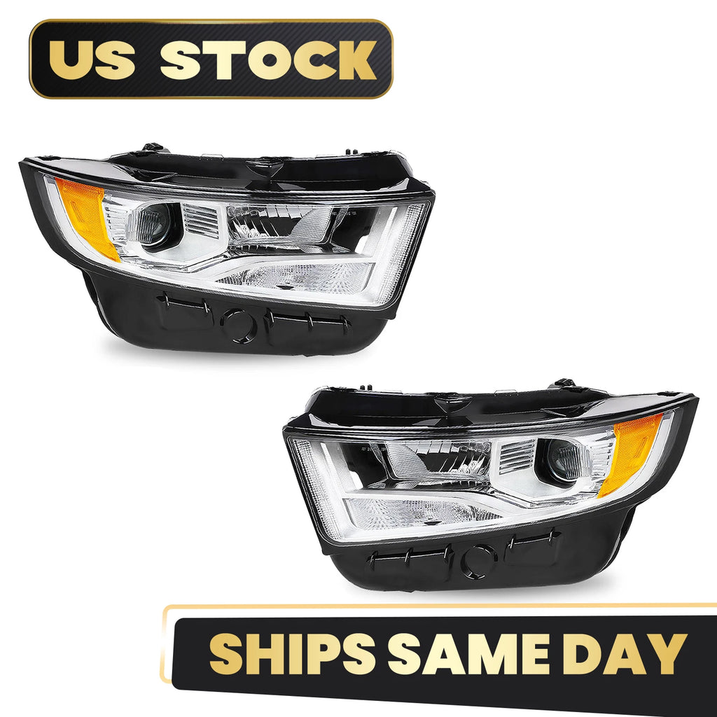 Halogen Headlight Set for Ford Edge SE/SEL (2015–2018) w/Bulb Chrome
