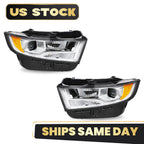 Halogen Headlight Set for Ford Edge SE/SEL (2015–2018) w/Bulb Chrome