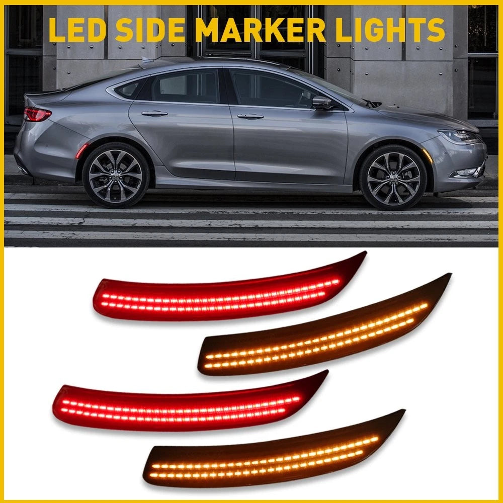 Set of 4 LED Front Rear Bumper Side Marker Lights for Chrysler 200 (2015–2017)