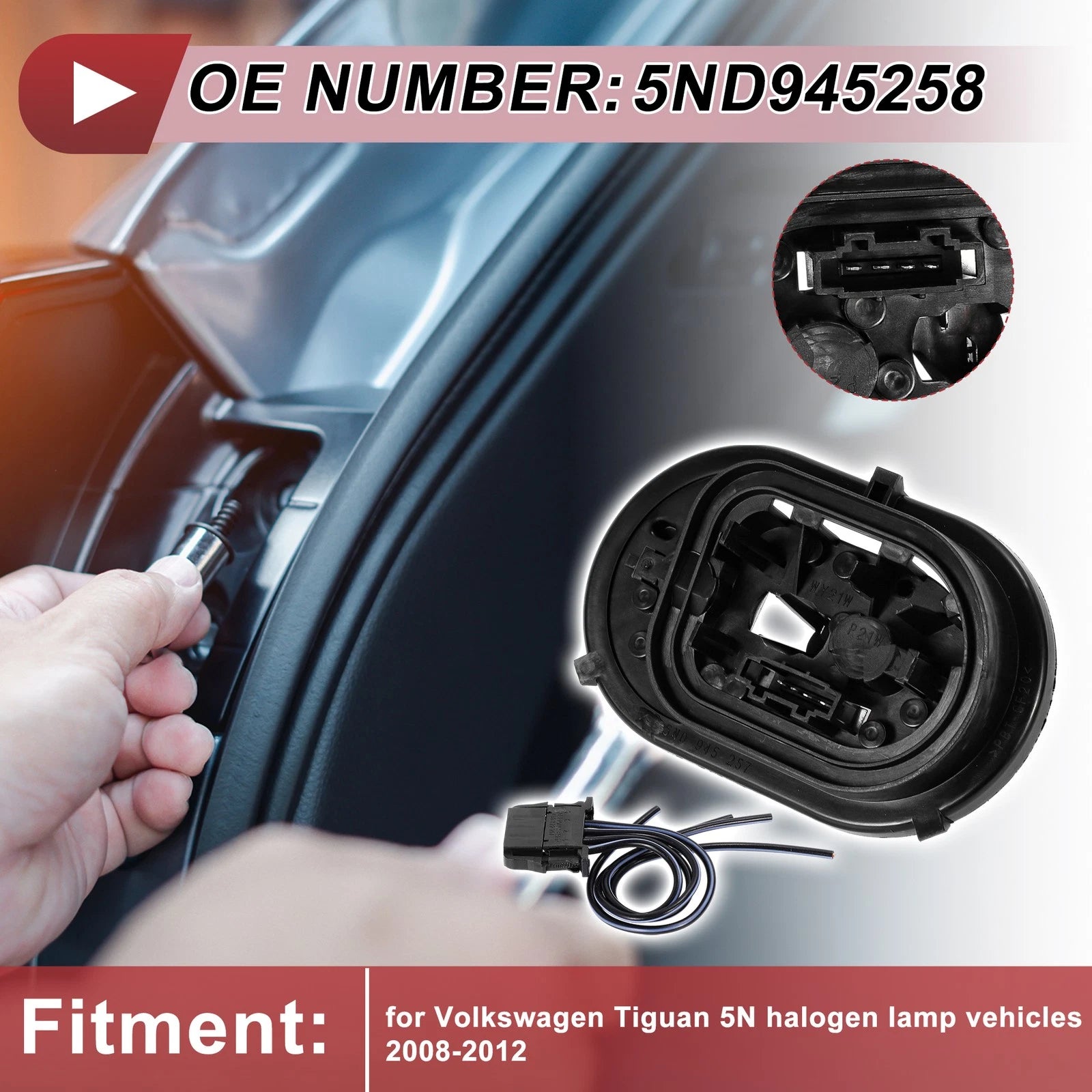Left Tail Light Socket Wiring for Volkswagen Tiguan 5N (2008–2017)