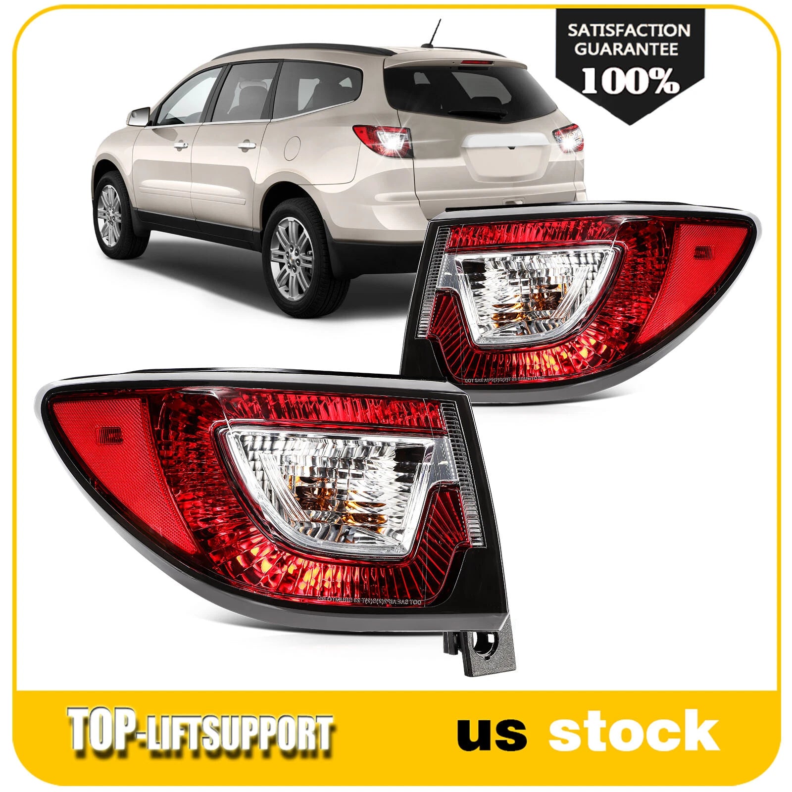 Set of 2 Red Taillights for Chevrolet Traverse (2013–2017)