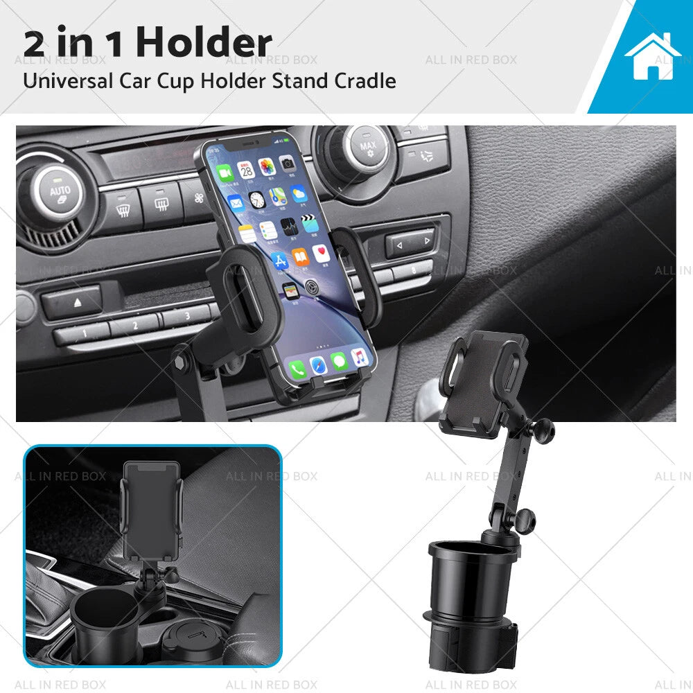 2in1 Universal Cup Holder Stand Cradle for Cell Phone GPS Mount
