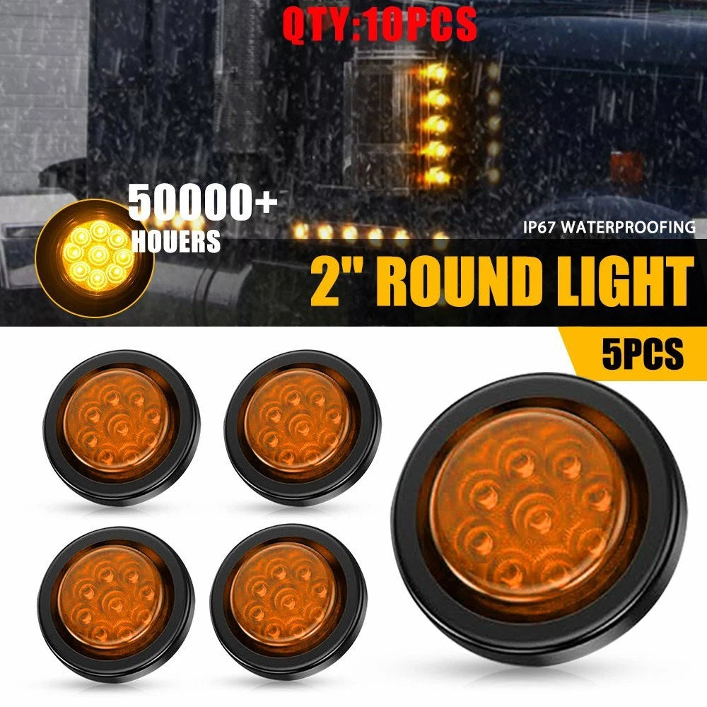 2X Amber 2" LED Side Marker Lights for Truck Trailer (5-25X)