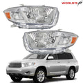 Pair Headlights for Toyota Highlander (2008–2010) Chrome Housing Halogen