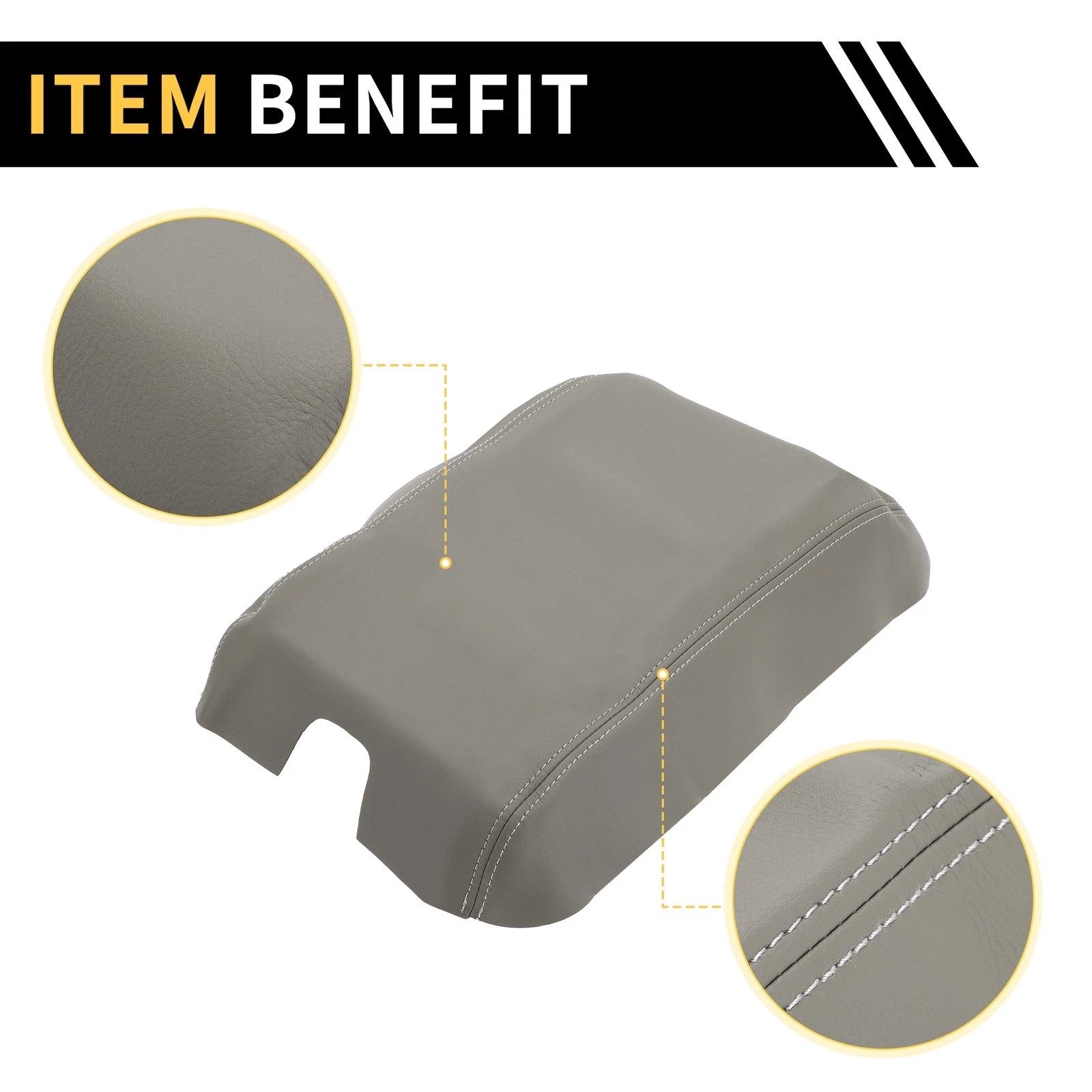 Console Lid Armrest Cover for Ford F-150 (2015–2023) Microfiber Leather Grey
