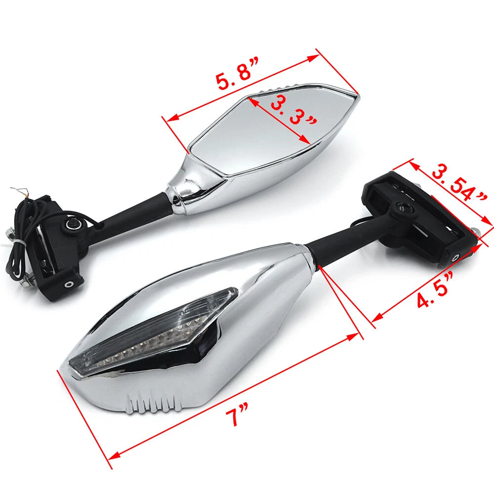 Turn Signal Mirrors for Triumph Daytona TT600 Trophy Ducati (2000–2005) Chrome Clear