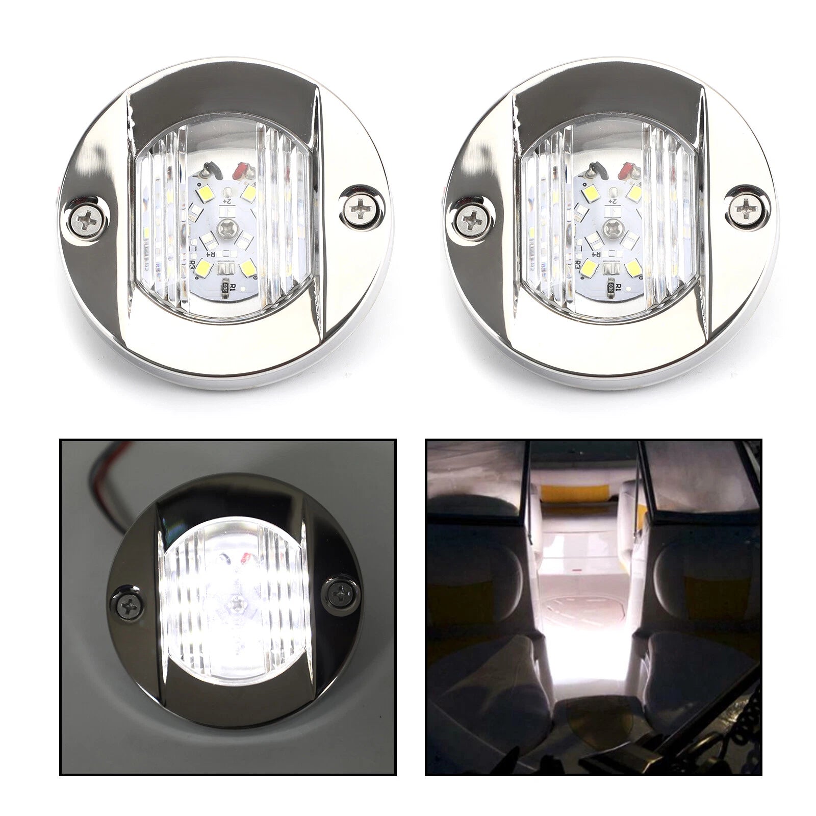 2X 12V Marine Blue Underwater LED Light for Boat (316 Stainless)