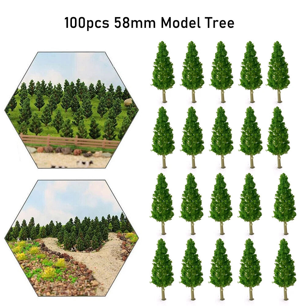 100pcs Miniature Pine Trees for Train Railroad Landscape