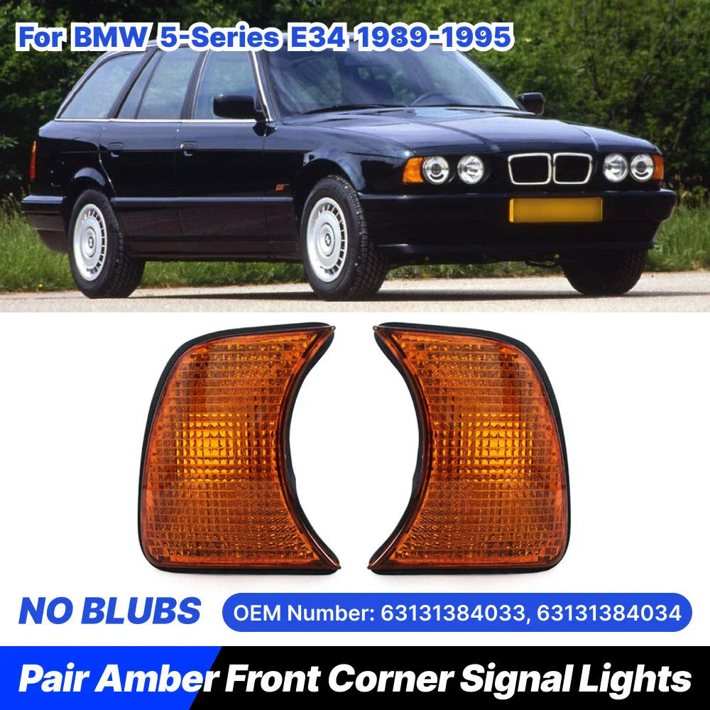 Front Corner Turn Signal Lamp Amber LH+RH for BMW 5-Series E34 (1989–1995)