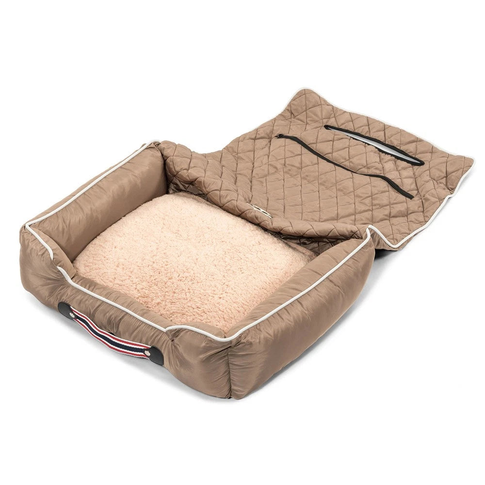 Pet Bed Seat Cover with Dodge Logo for Most Vehicles (Tan) (Universal)