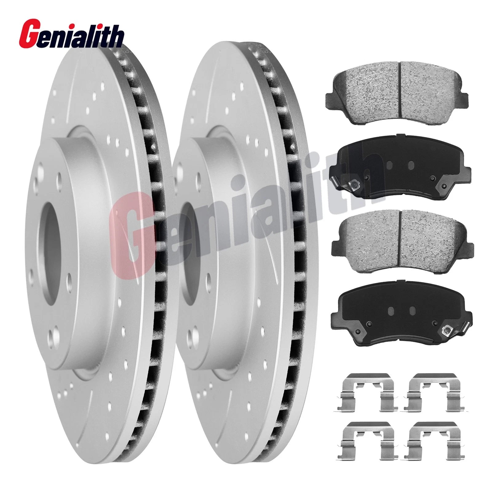 Front Drilled Rotors & Ceramic Brake Pads for Kia Forte Koup Forte5 (2014–2016)