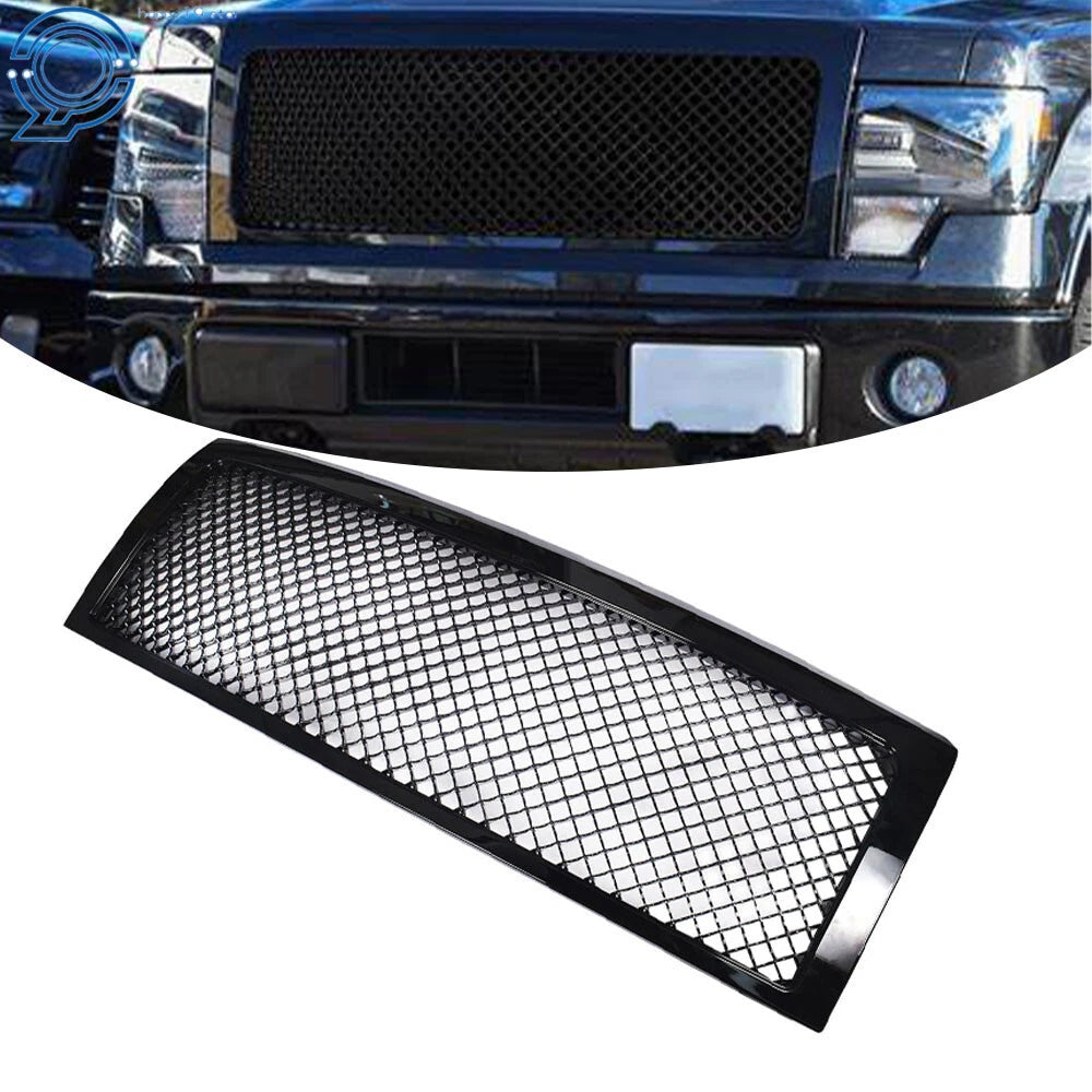 Front Bumper Center Upper Grille for Ford F-150 (2009–2014) Glossy Black