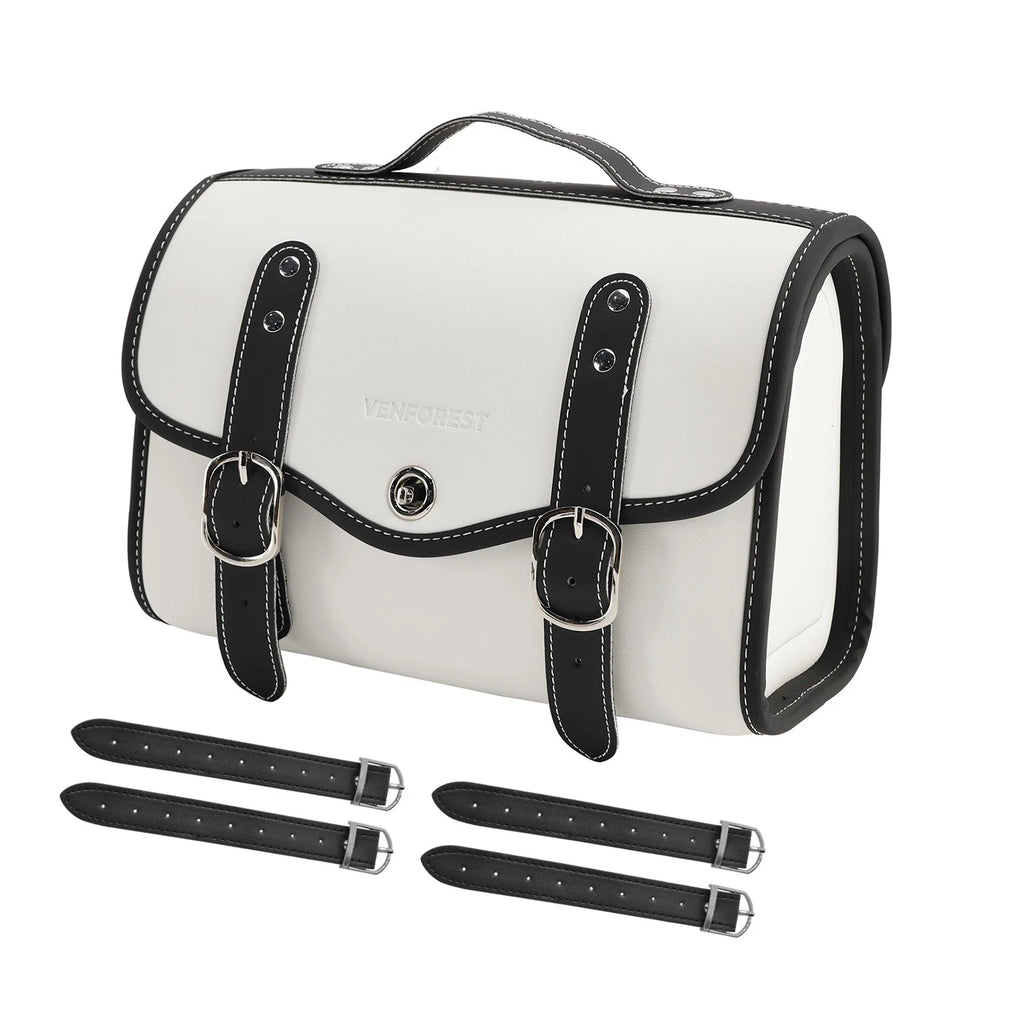 Side Saddlebag Tail Bag for Motorbike (Color Matching, White)