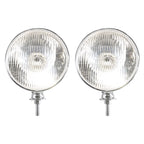 7 Inch Chrome Dietz Style Headlight Pair with Flat H4 Bulb for 12V (—)