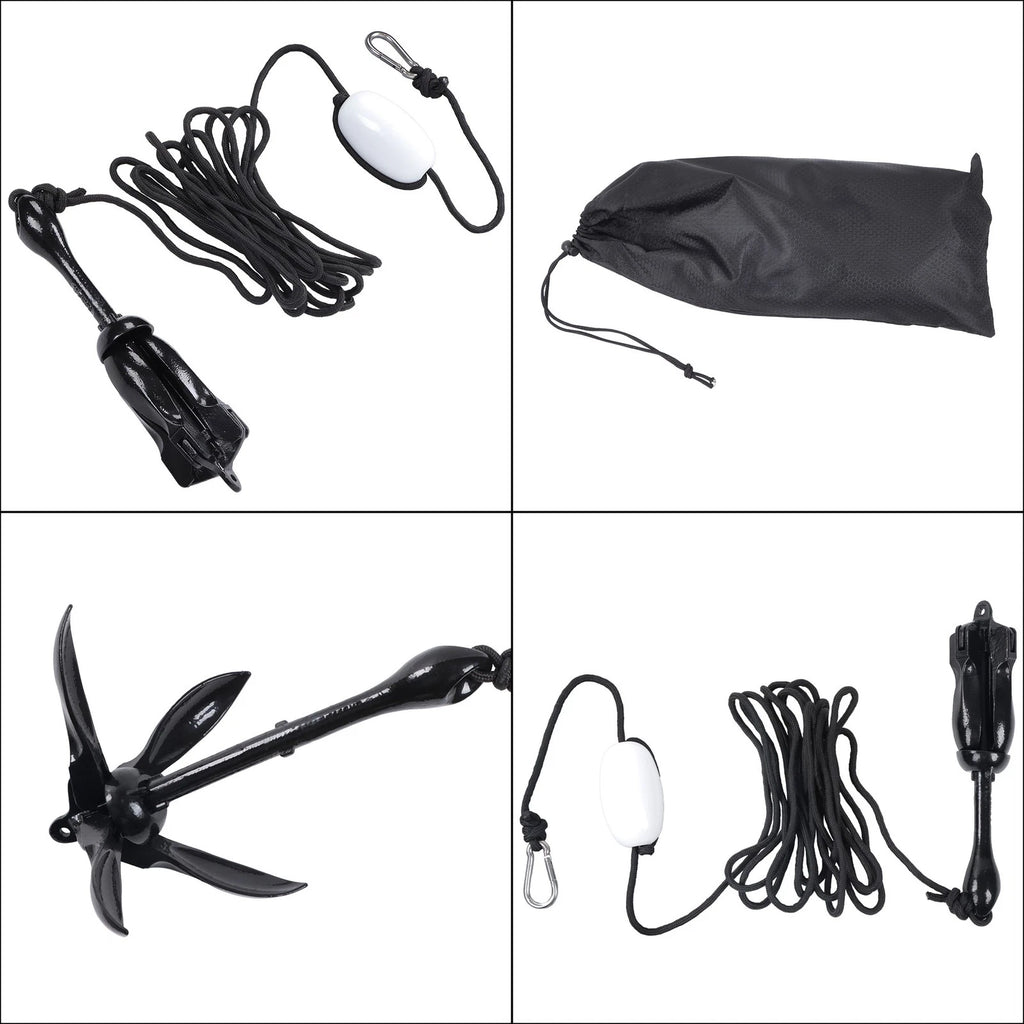 Set of 2 Black Folding Anchors for PWC Canoe Jet Ski