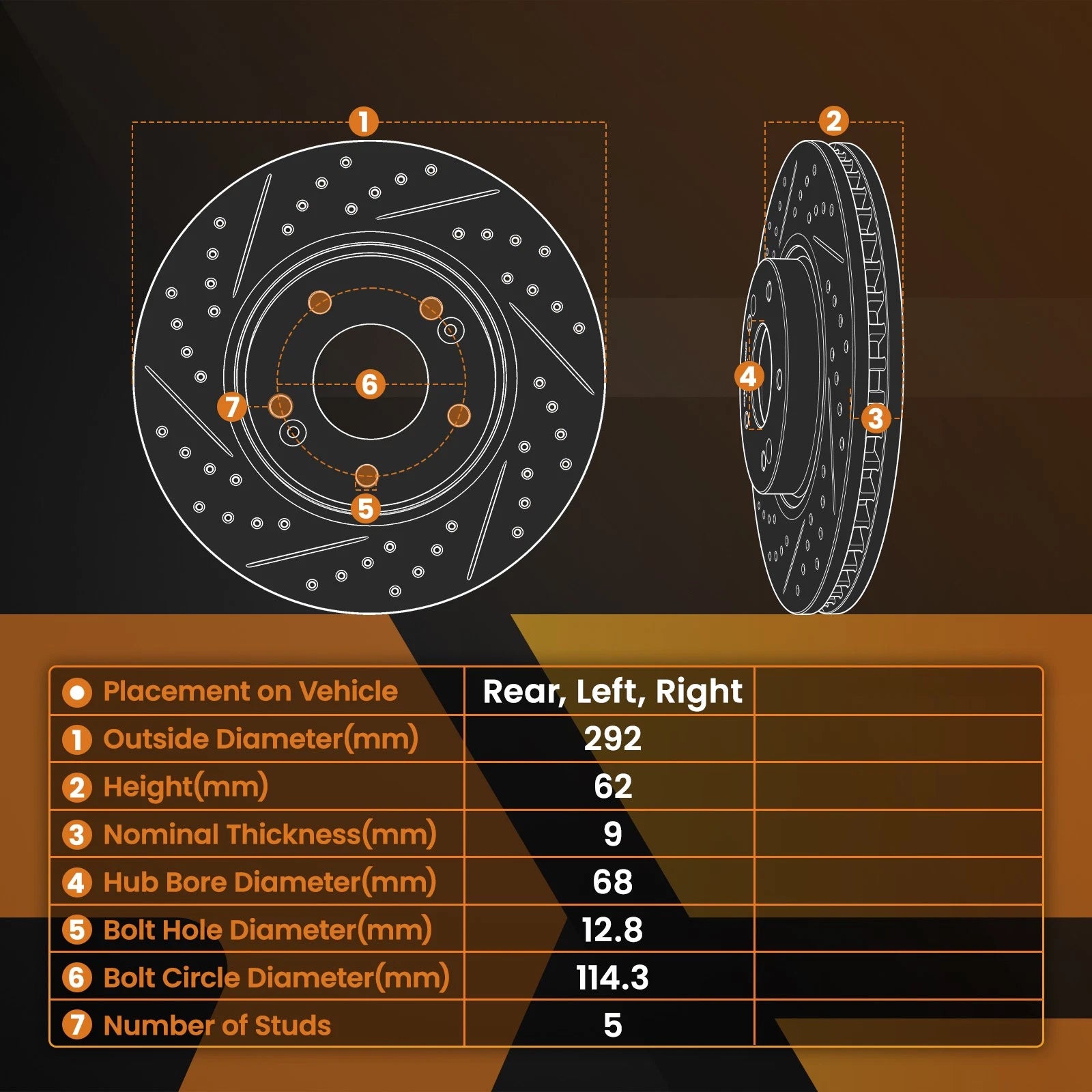 Set of 4 Rear Disc Brake Rotors with Ceramic Brake Pads for Nissan Juke/Sentra/Altima/Maxima (2011–2020)