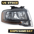 Halogen Headlight for Ford Expedition (2015–2017) - Right, Bulb Reflector, Black