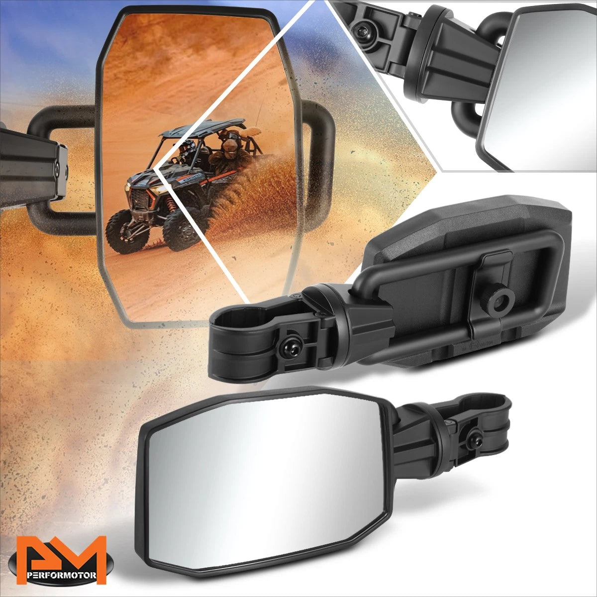 Universal UTV Side View Mirrors with Clamp for Roll Cage