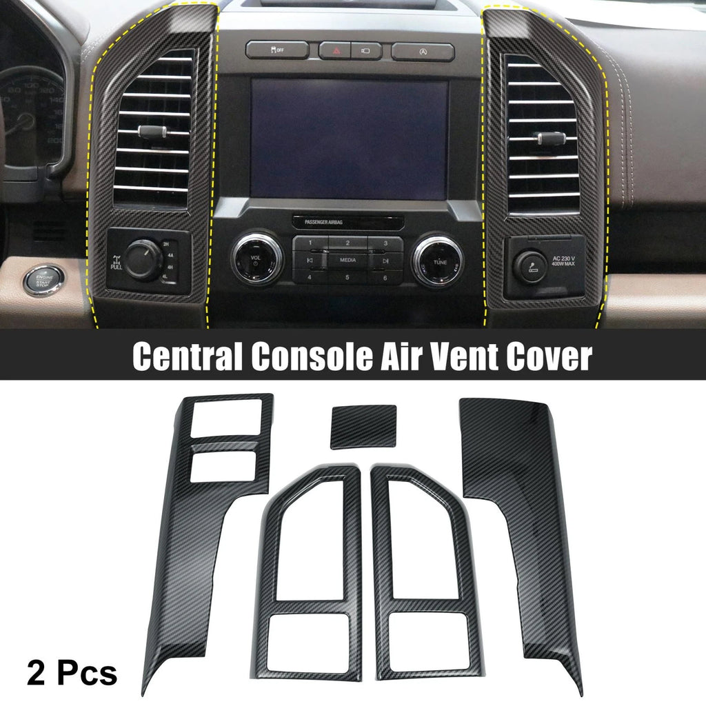 2X Carbon Fiber Pattern Central Console Air Vent Cover for Ford F-150 (2015–2019)