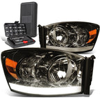 LED DRL Smoked/Amber Turn Signal Headlight for Dodge Ram 1500 (2006–2009)