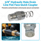 3/8" Hydraulic Male Drain Line Flat Face Quick Coupler for Bobcat