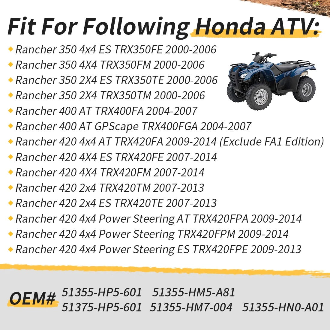 Set of 4 Upper & Lower Ball Joints for Honda Rancher TRX 350 400 420 (2000–2019)