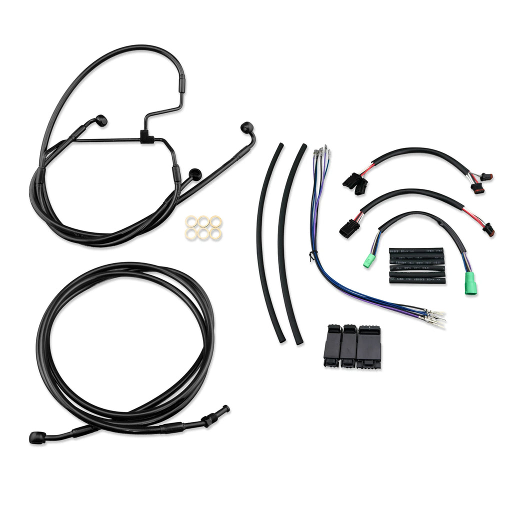 16" Black Extended Stainless Brake Line for Harley Road King, Street Glide, Road Glide (2000–2023)