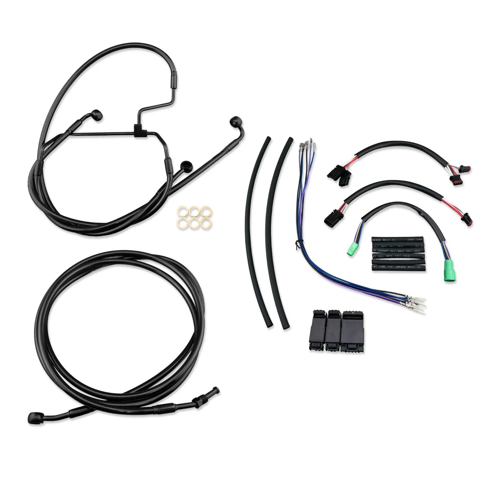 16" Black Extended Stainless Brake Line for Harley Road King, Street Glide, Road Glide (2000–2023)