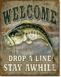 Vintage Bass Fish Welcome Sign 1669