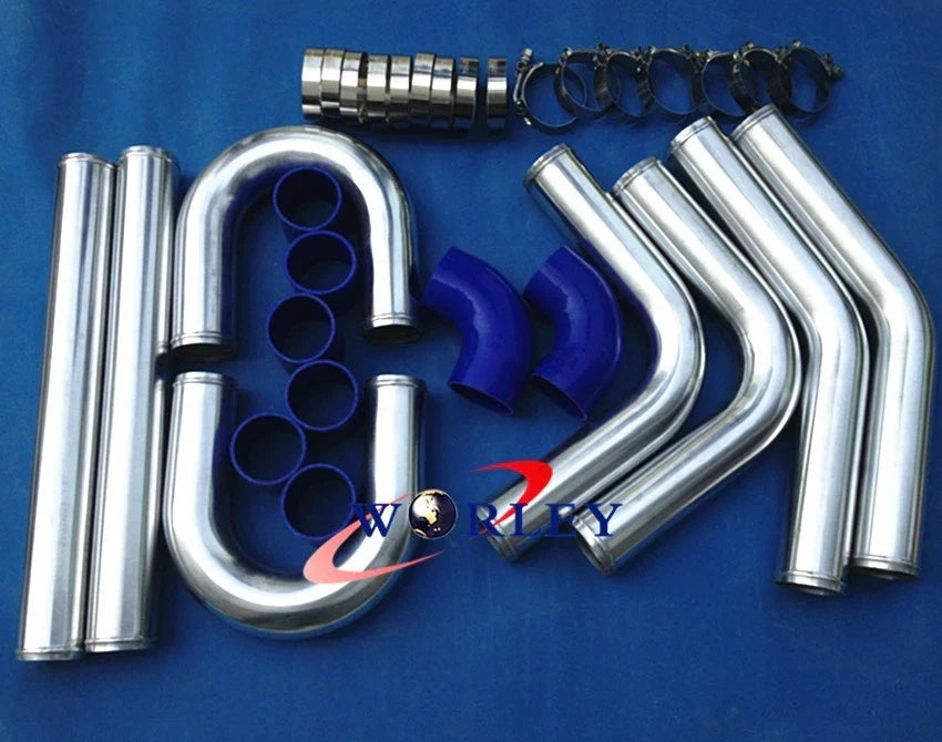 2.5" Blue Aluminum Turbo Intercooler Pipe Kit for Universal Vehicles