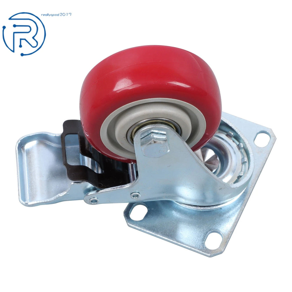 Set of 4 Heavy Duty Swivel Caster Wheels with Brake for Industrial Use