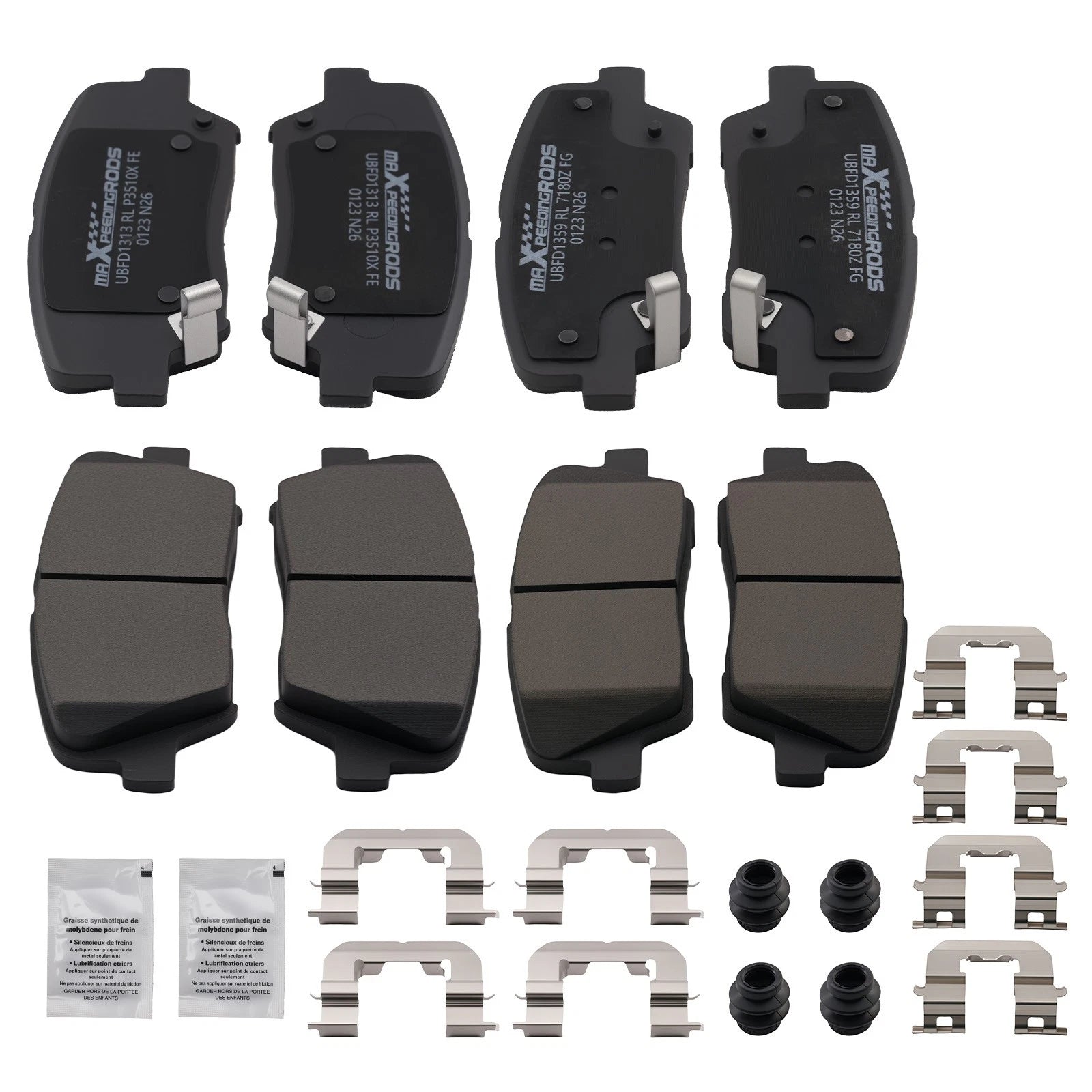 Front & Rear Brake Pads Kit for Hyundai Santa Fe (2010–2012) D1432 D1284