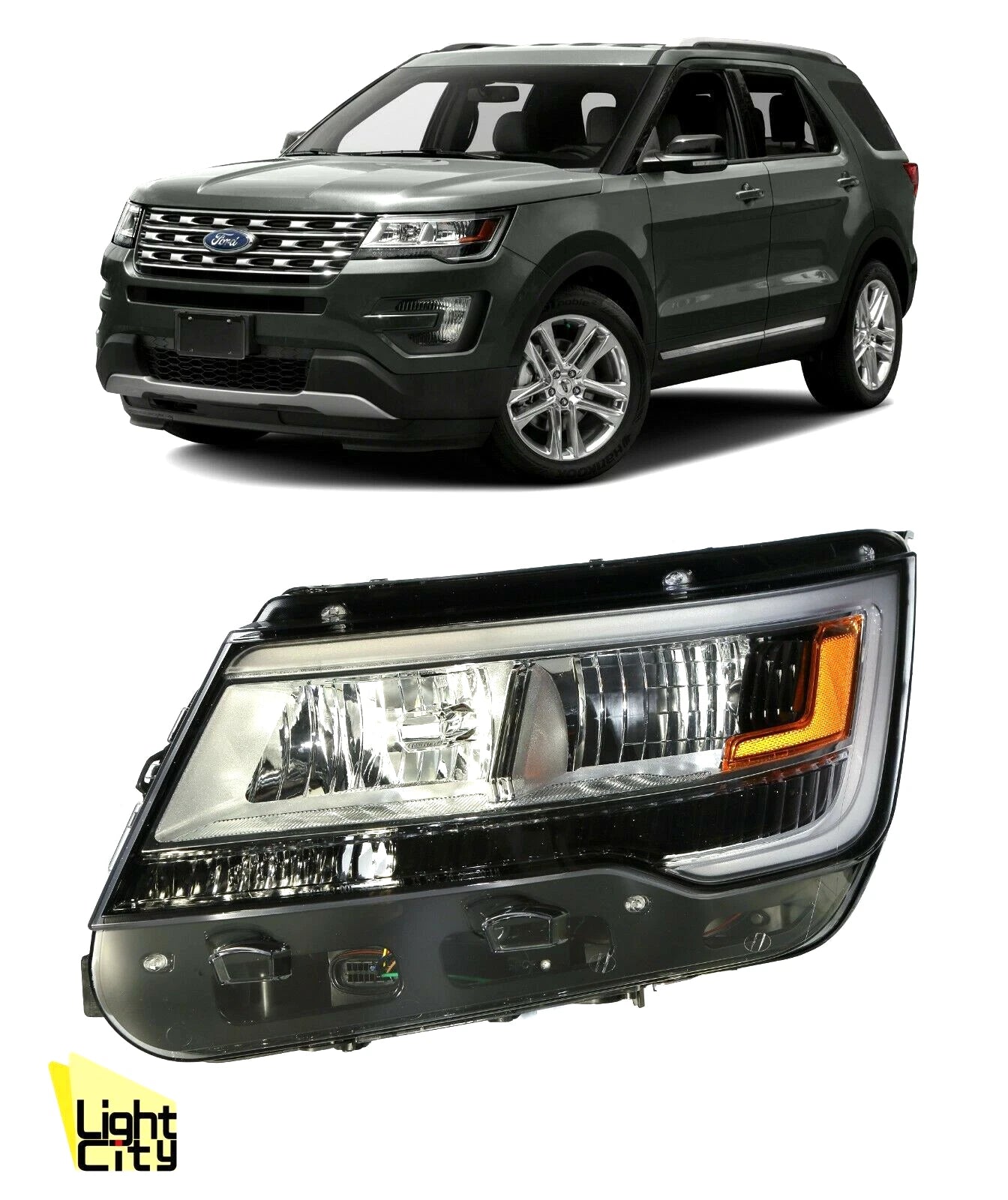 Driver Side Headlight for Ford Explorer XLT/Limited/Platinum (2016–2018) [w/LED DRL]