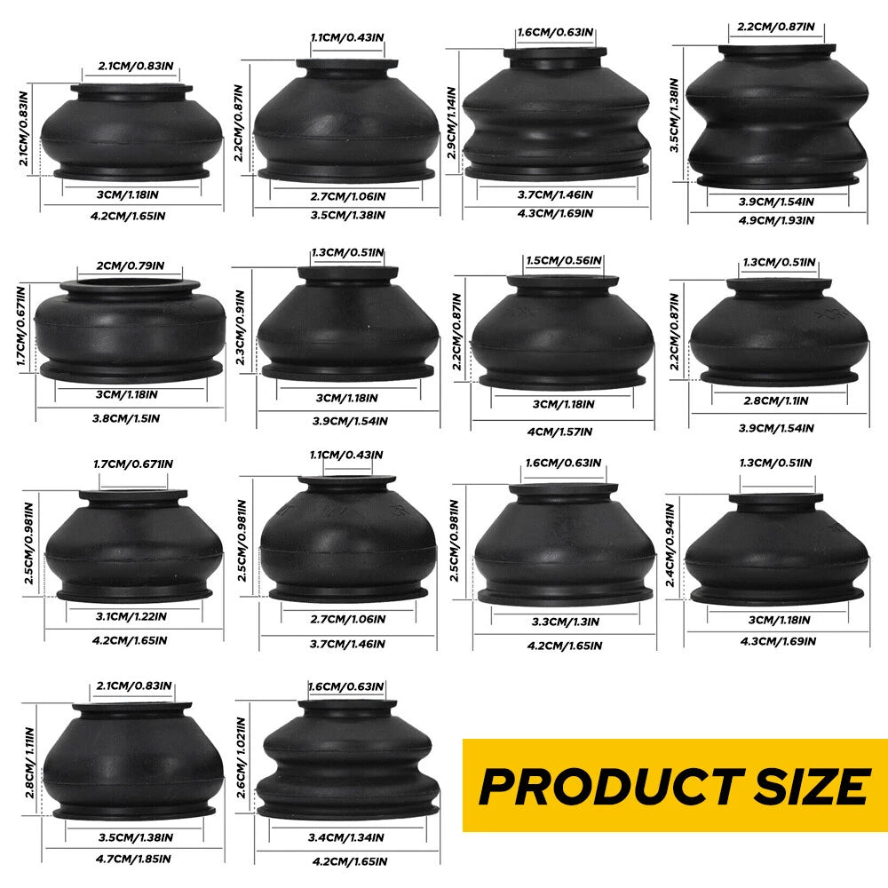 Set of 14 Rubber Ball Joint Dust Boot Covers for Universal Applications