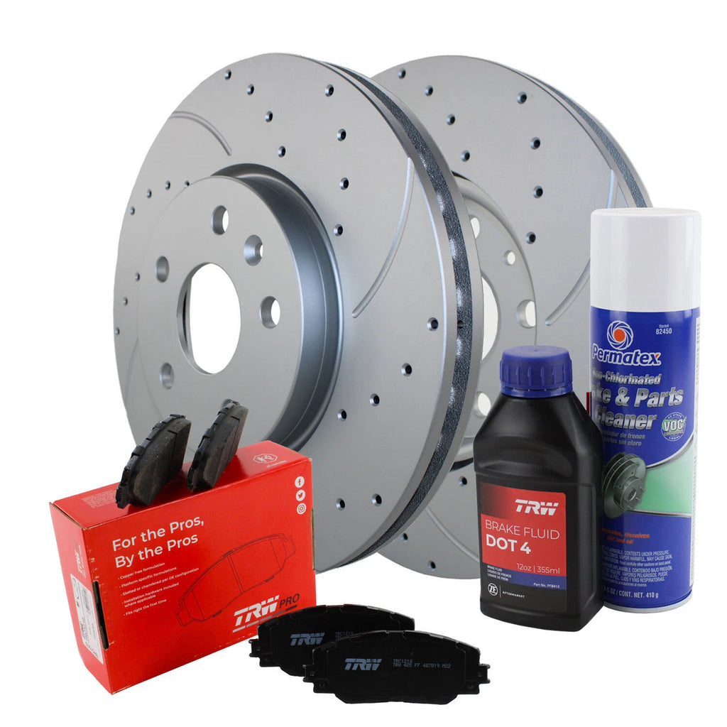 Front Brake Kit 321mm Drilled Disc Rotors & TRW Ceramic Pads for Buick Chevy GMC