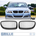 Pair Front Grille Matte Black Hood Kidney Grill for BMW E90 E91 (2009–2011)