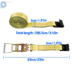 Set of 4 Heavy Duty Flat Hook Ratchet Straps for Flatbed