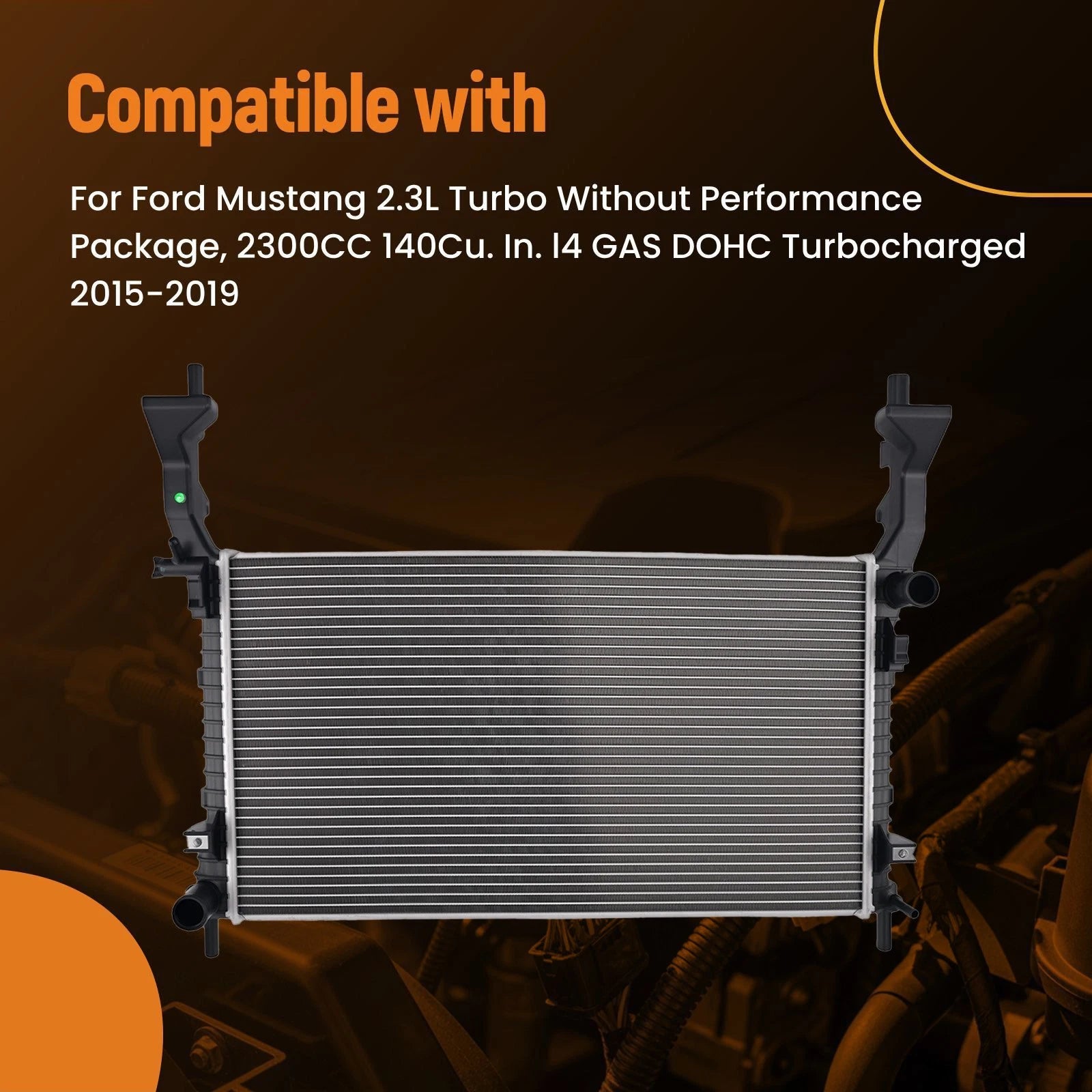 Aluminum Coolant Radiator for Ford Mustang 2.3L Turbo (2015–2019) 13707