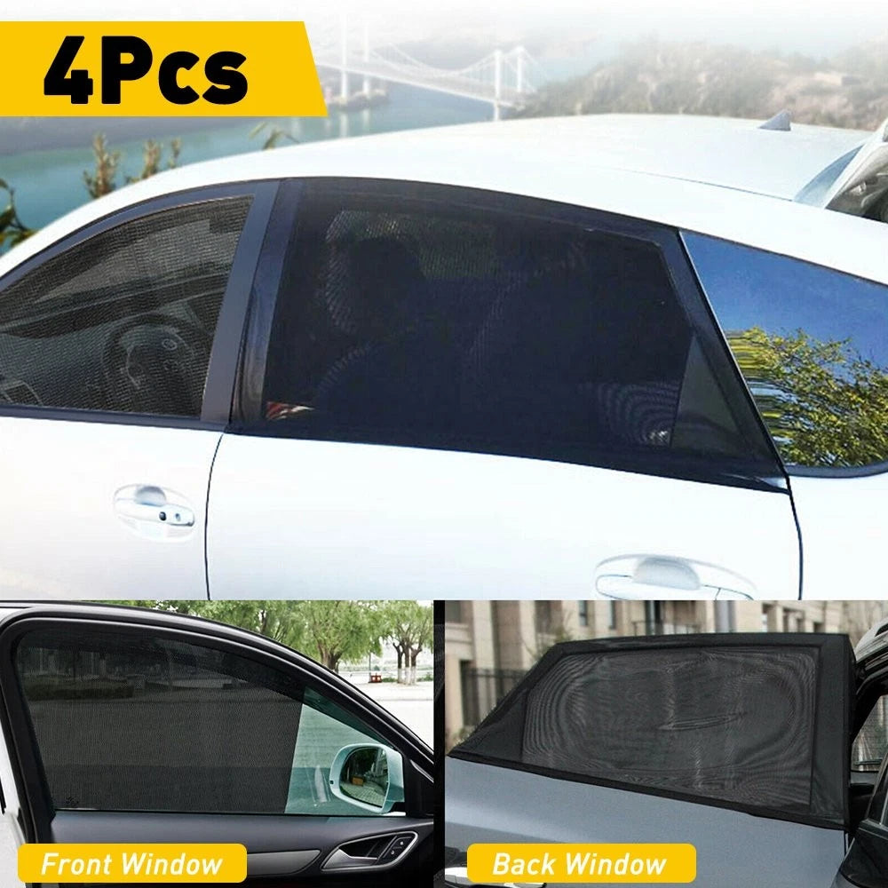 Set of 4 Universal Sunshade Car Side Window Mesh Screens