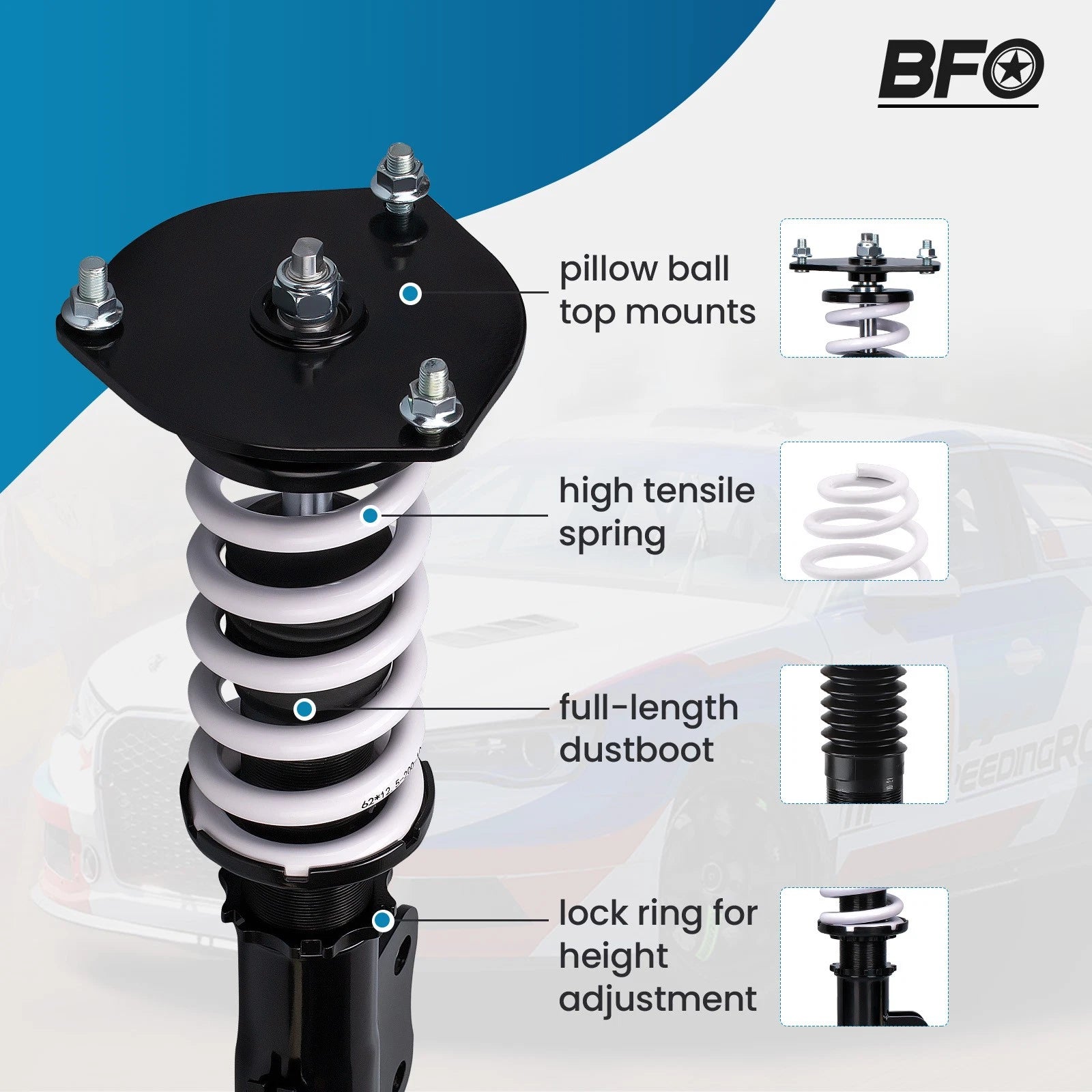 Coilover Shock Suspension Kit for Mitsubishi 3000GT AWD Coupe (1990–1999)