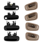 Set of 8 Black Door Handles for Toyota Corolla (1998–2002)