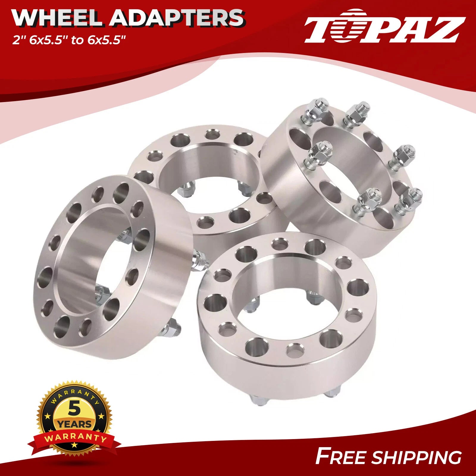 Set of 4 Wheel Spacer Adapters for Chevy GMC (6x5.5")