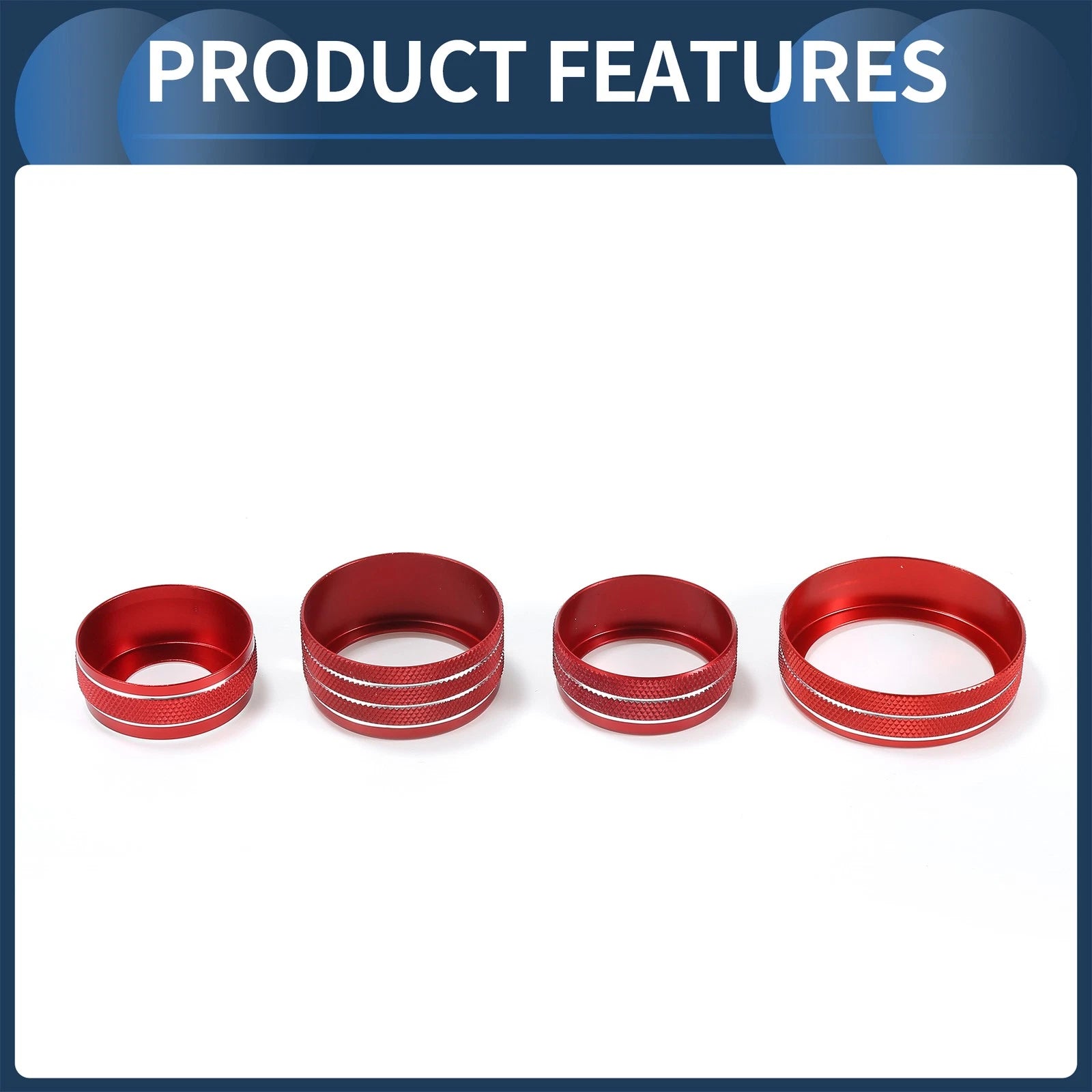 Set of 7 AC Media 4WD Headlight Switch Knob Cover Ring for GMC Canyon (2015–2022) Red