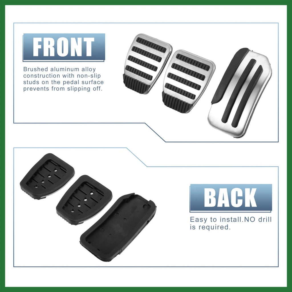3pcs Accelerator & Brake Pedal Cover Set for Nissan Leaf (2011–2023)