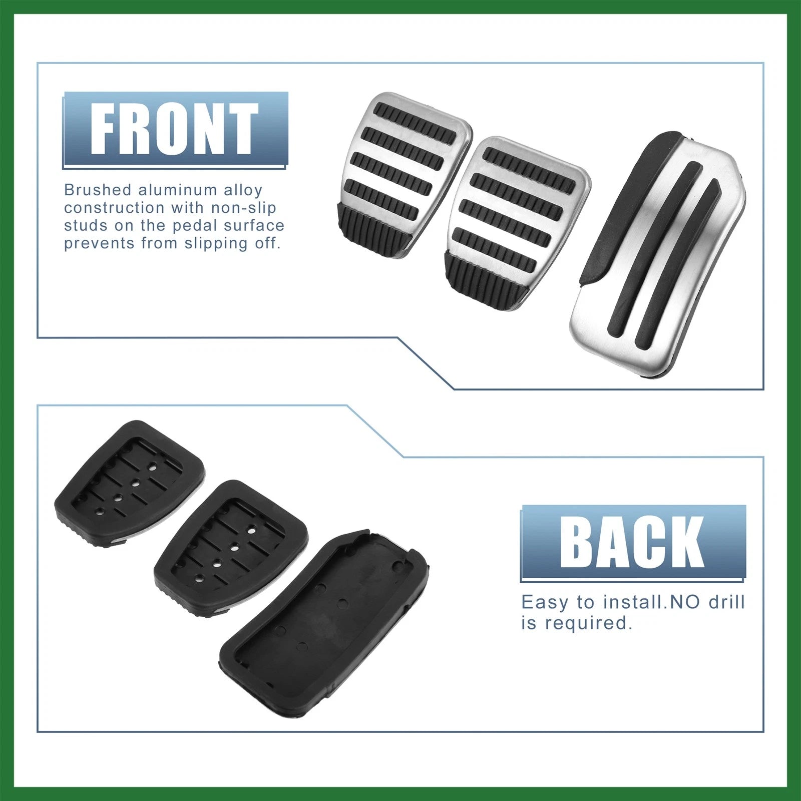 3pcs Accelerator & Brake Pedal Cover Set for Nissan Leaf (2011–2023)
