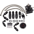 Adjustable Fuel Pressure Regulator Kit W/ 100 PSI Guage US AN6 Fitting Black