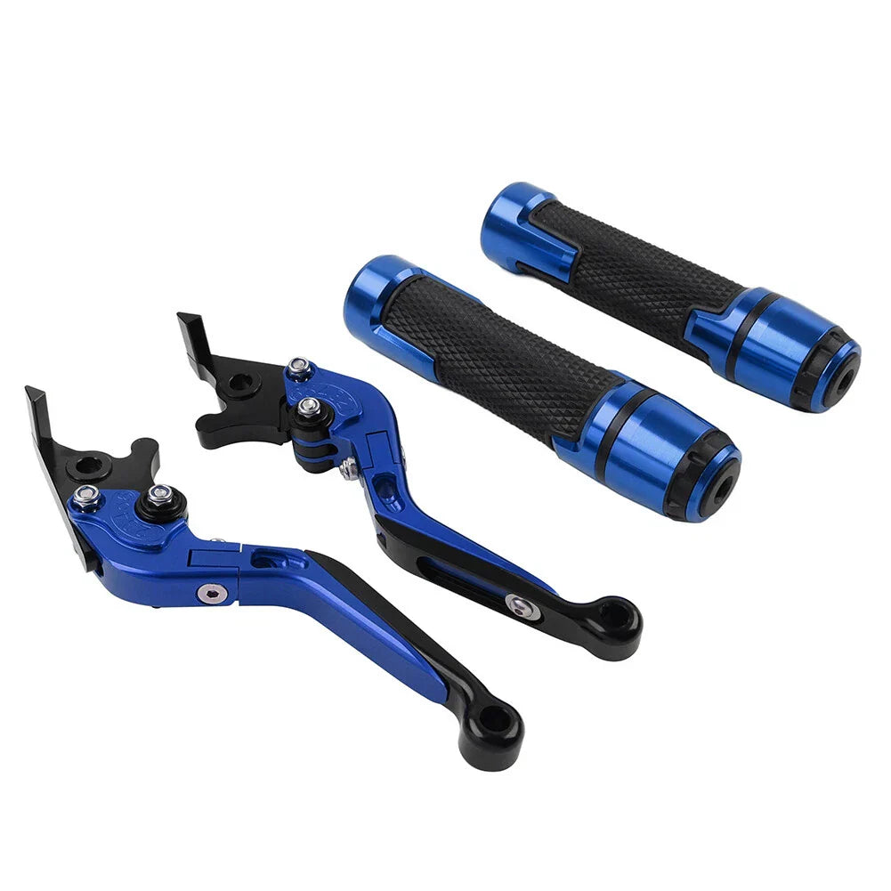 Blue Extendable Brake Clutch Levers & Handlebar Grips for Aprilia Tuono V4