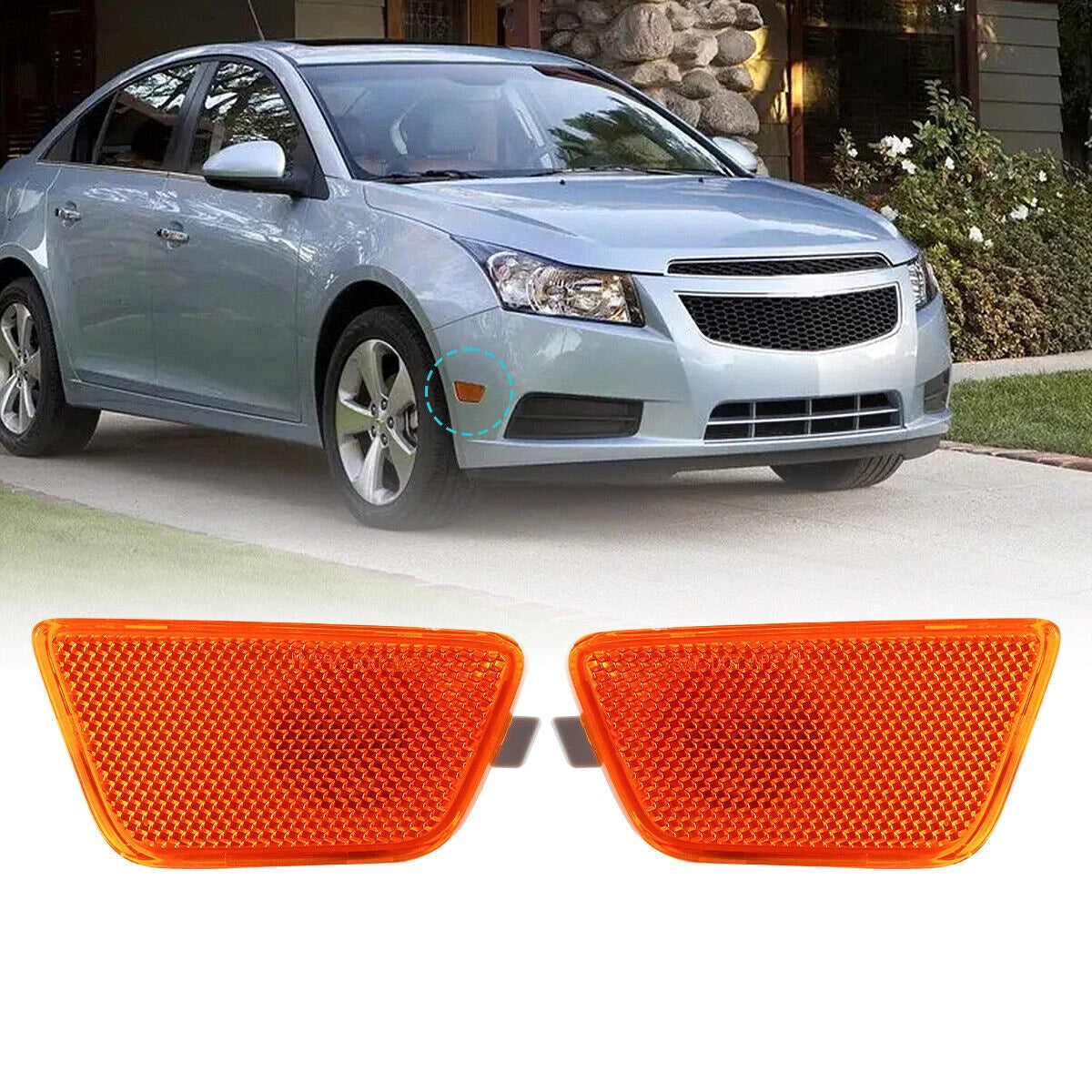 Front Bumper Side Marker Light Assembly LH RH Pair for Chevy Cruze (2011–2016)