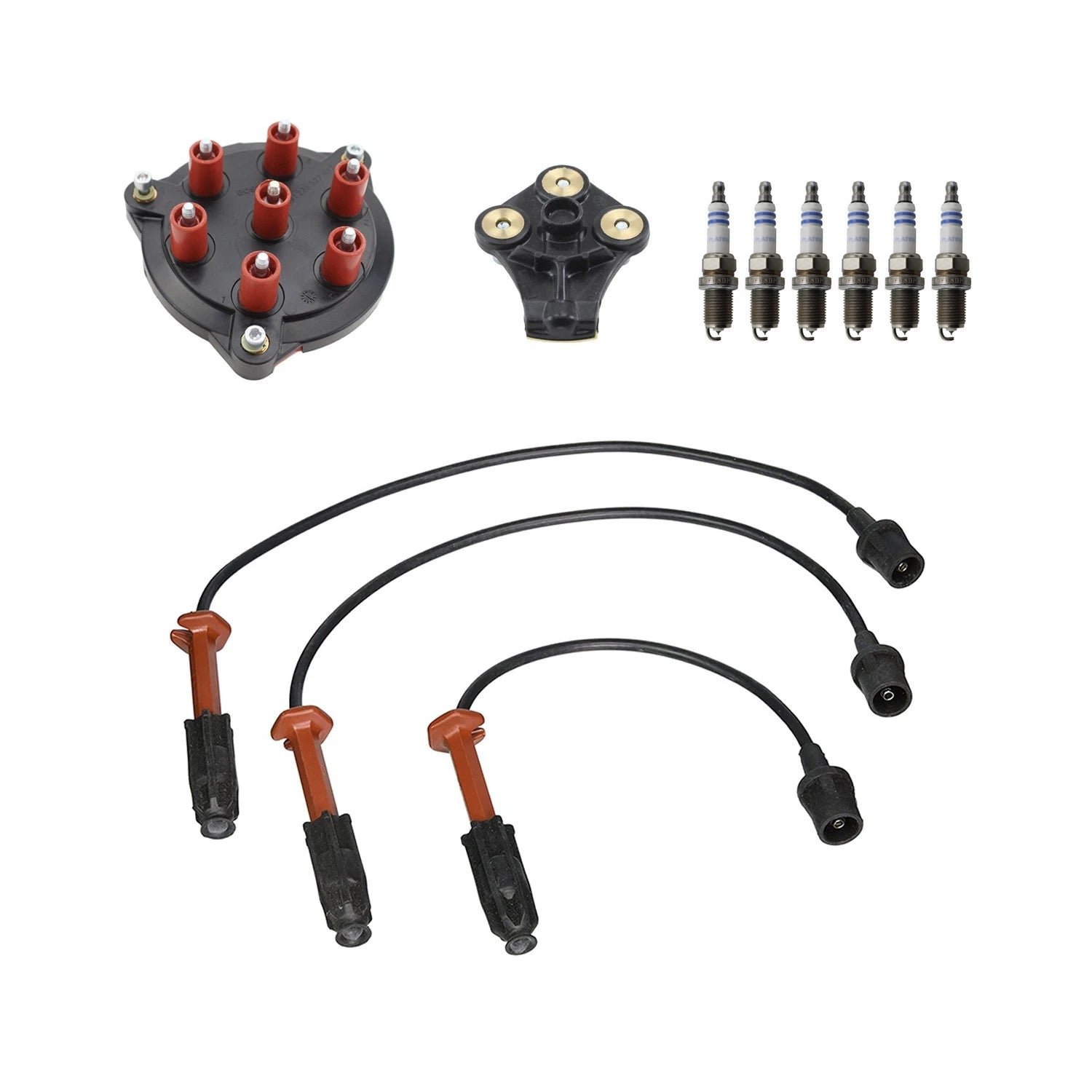 Distributor Cap Rotor Set with 6 Spark Plugs & Denso Wires for W124 300CE (1986–1995)