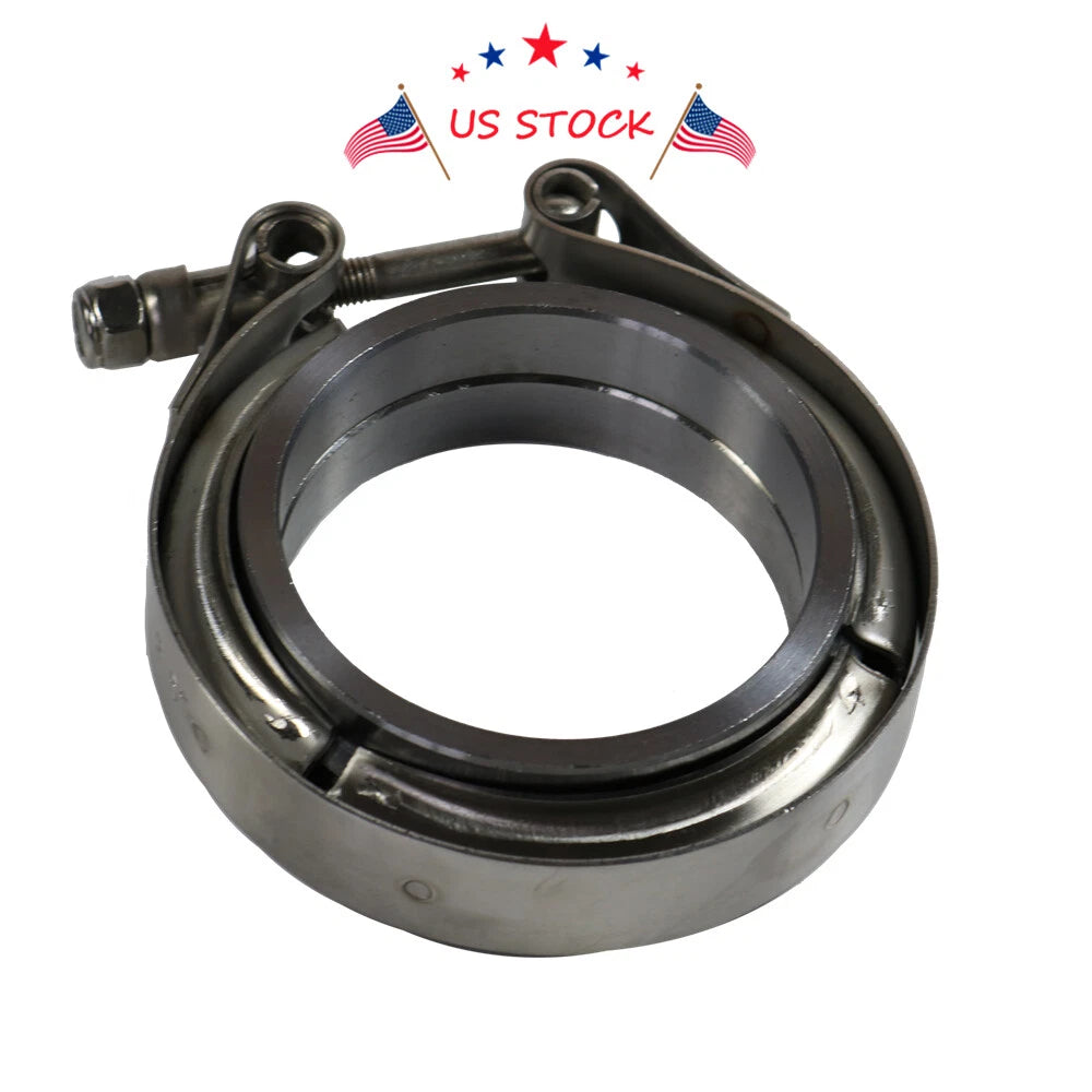 2X V-Band Flange & Clamp Kit for Turbo Exhaust Downpipes (Fits Various Models)